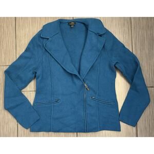 Talbot Teal Pure Merino Wool Jacket Sweater Blazer Medium Heavyweight Thick